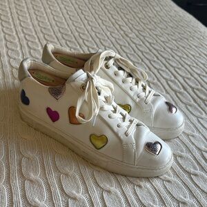 Kurt Geiger White Sneakers with Colorful Heart Accents